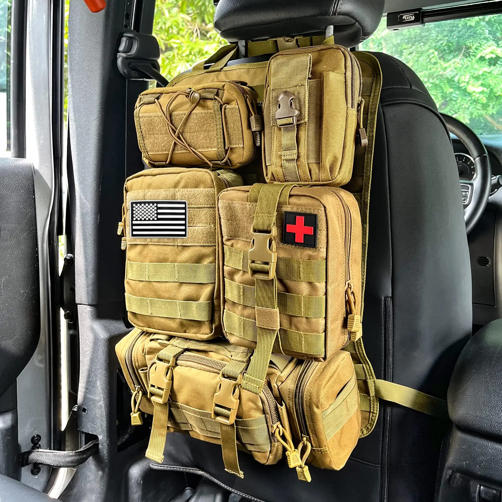 Car Back Seat Organizer Tactical Accessories Army Molle Pouch Storage Bag  Military Outdoor Self-driving Hunting Seat Cover Bag