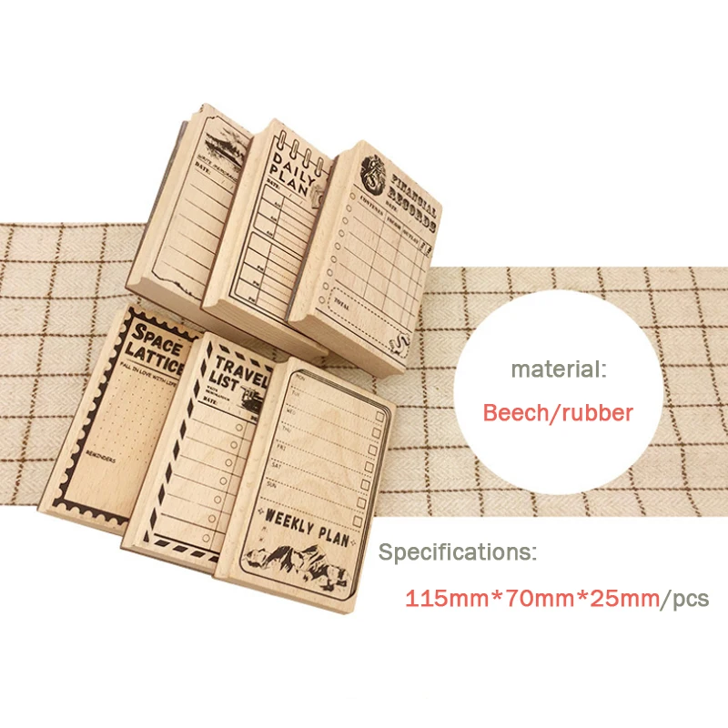 6pcs/lot New Vintage PLAN SCHEDUAL Wooden Rubber Stamp for DIY scrapbooking school stationery | Канцтовары для офиса и дома