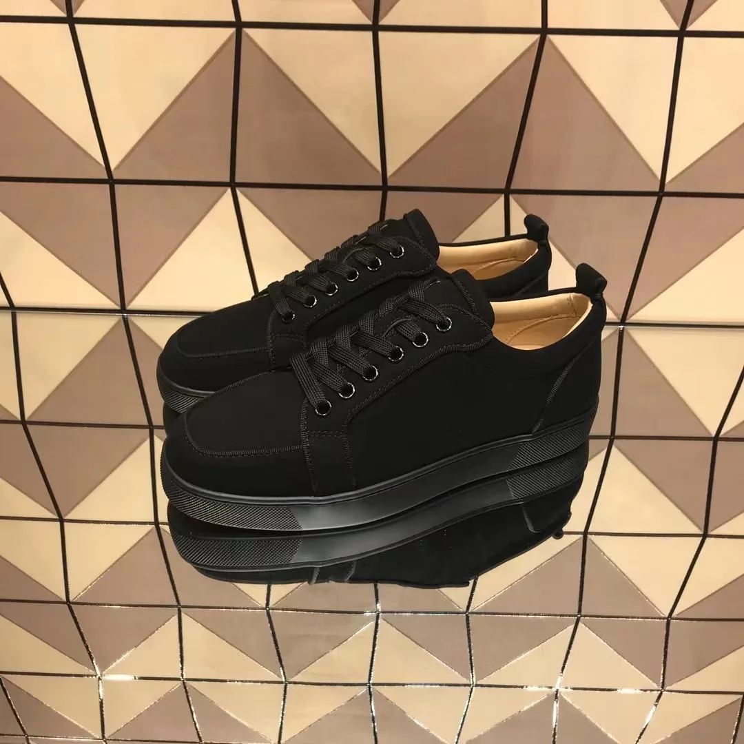 

Кроссовки мужские из натуральной кожи, низкие кеды с красной подошвой, без заклепок, Роскошные Модные кеды для вождения, черные