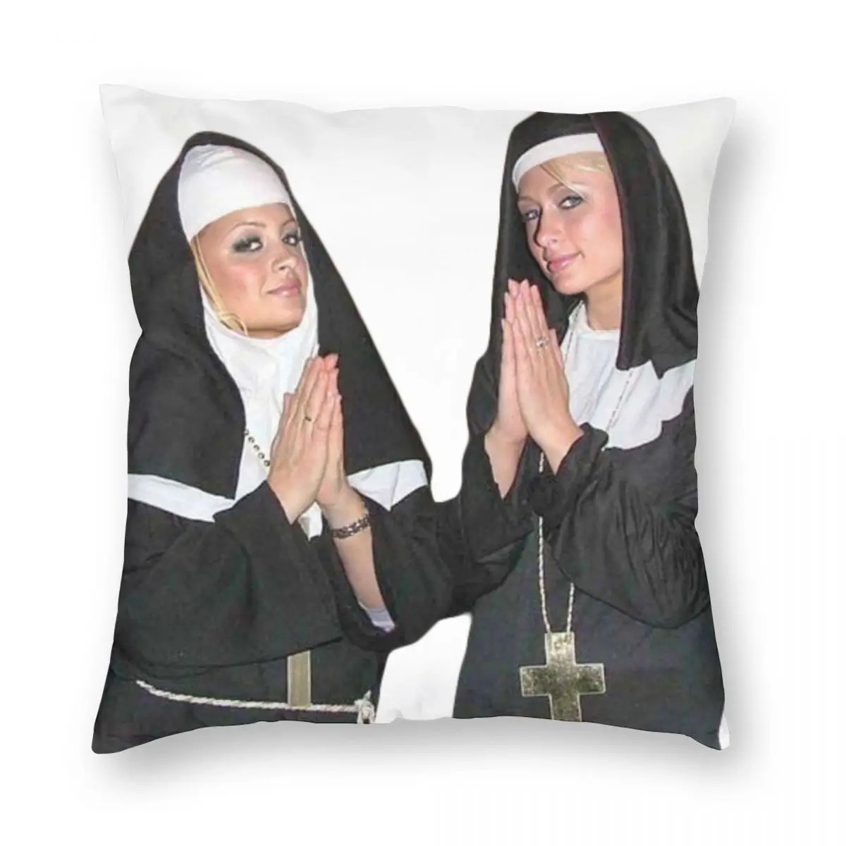 

Saint Paris Hilton And Nicole Richie Square Pillowcase Polyester Linen Velvet Pattern Zip Decor Pillow Case Car Cushion Case