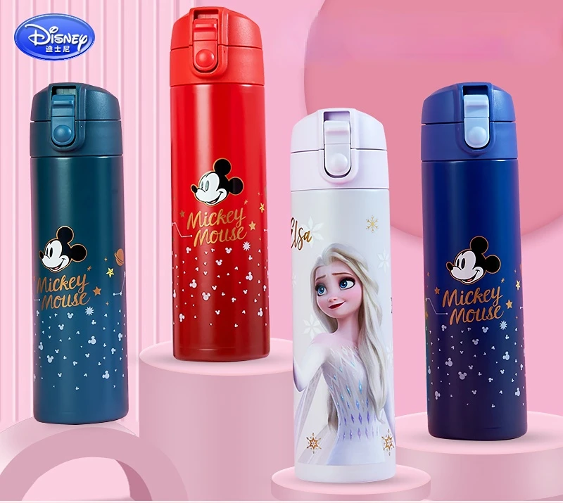 

450-510 мл чашка для воды с героями мультфильмов Disney, Эльза, принцесса, термос, милая Студенческая портативная чашка из нержавеющей стали для пр...