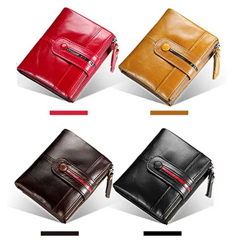 

Vintage Genuine Leather Zipper Wallet for Men Women Short Vertical Business Card Cover Holder Money Bag Purse Man Wallet