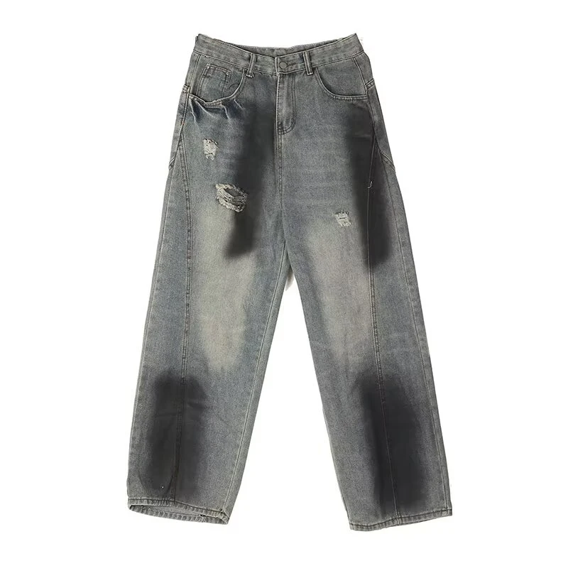 FEWQ Мужские джинсы с американским граффити High Street Vibe Свободные широкие мешковатые