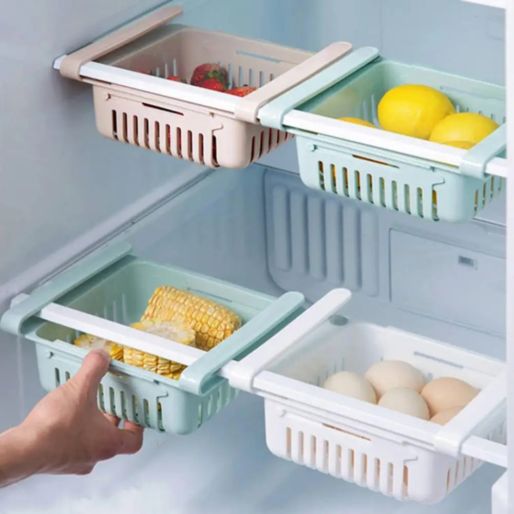 

Fridge Shelf Folding High Capacity Retractable Hollow Out Stretchable Adjustable Storage Basket Household Products