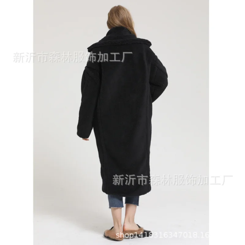 Autumn and Winter Women's Coat Lengthened Warm Suit Collar Coat Faux Fur Women