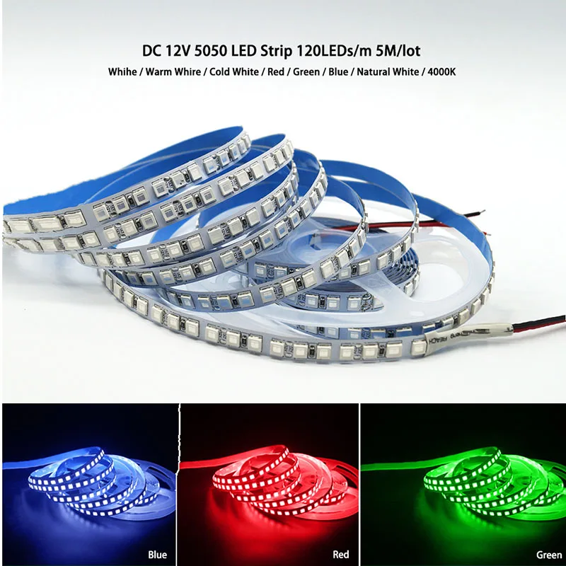 

5M DC 12V Led Strip SMD 5054 60/120 Leds/M Red/Blue/Green/Orange/White Flixible Ribbon Diode Tape LED Strip Light For Room Decor