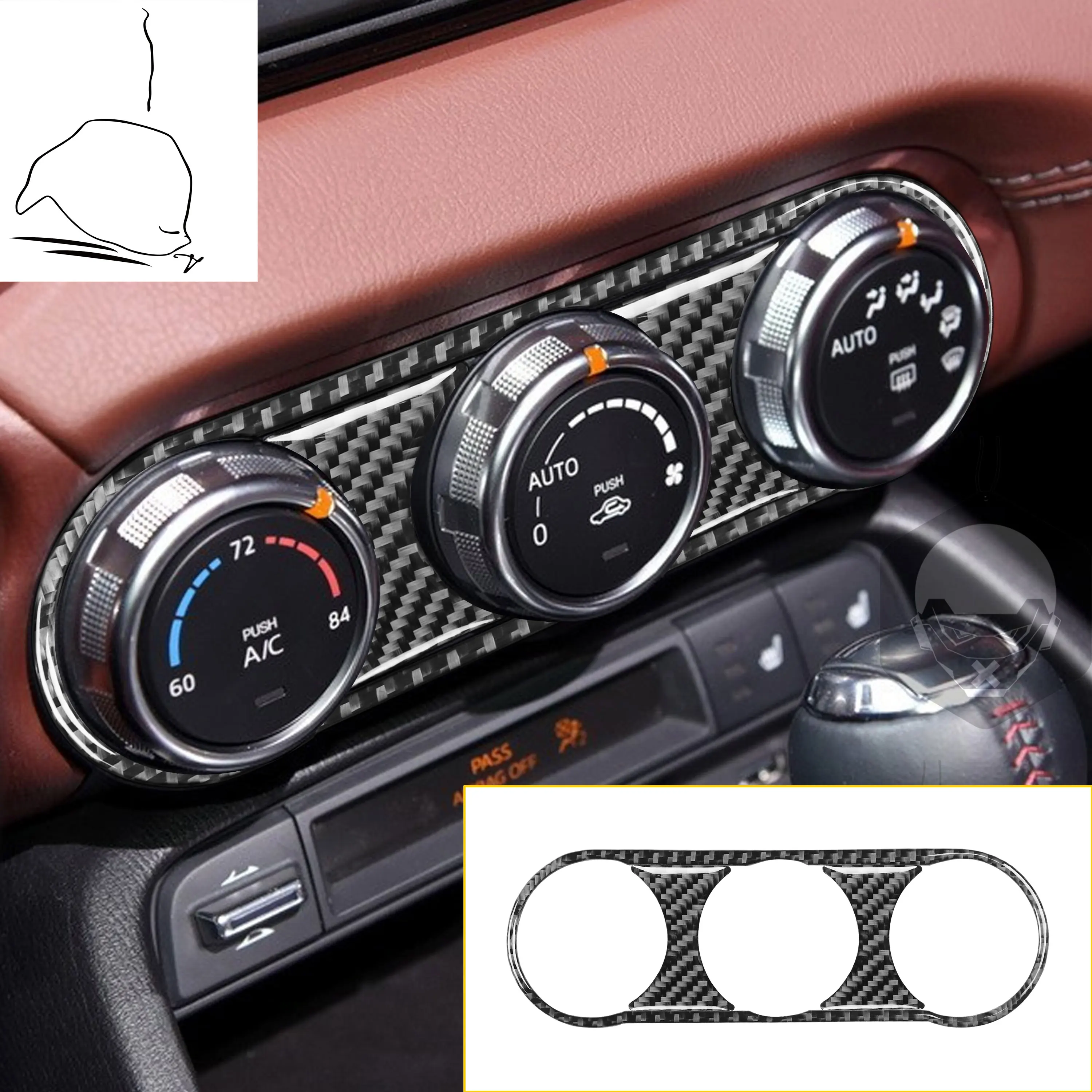

Наклейка для панели кондиционера из углеродного волокна с кнопкой контроля кондиционера для Mazda MX-5 ND Miata 2016-up MX5 Roadster