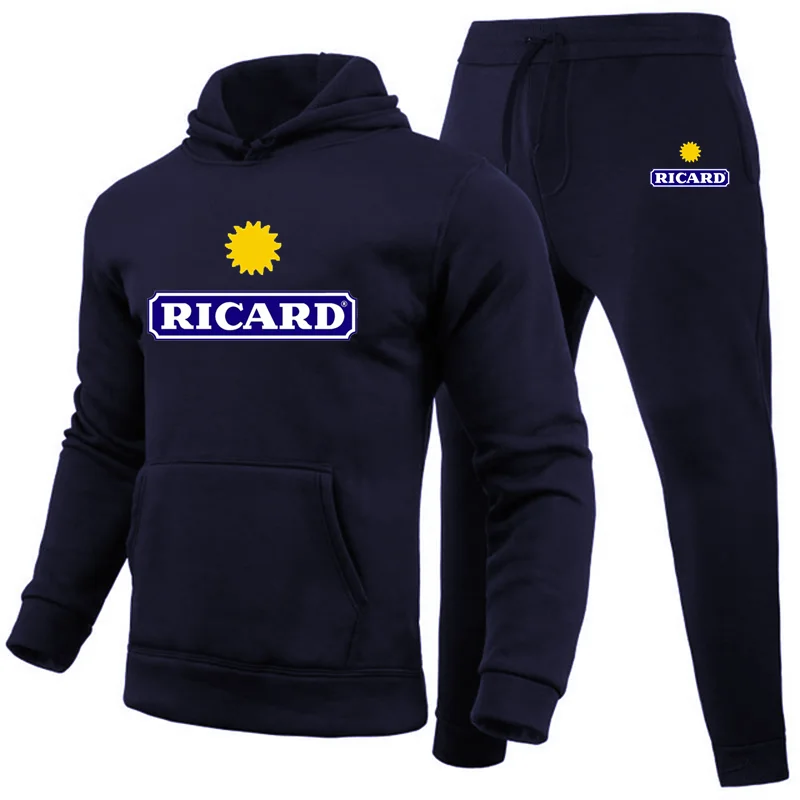 Ricard Men's Sweatshirt +Pants 2 Piece Set Casual Sportswear Hoodies Wear Autumn And Winter New Suit Hot