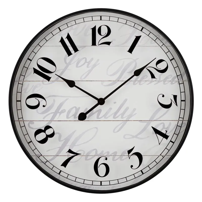 

20" Black Indoor Round Modern Farmhouse Analog Wall Clock with Arabic Numbers