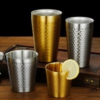 creative hammer texture beer mug stainless steel double wall drinkware cold drink coffee cup tea water mugs kitchen bar utensils