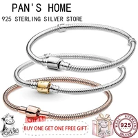 hot 925 sterling silver exquisite barrel snake bone womens bracelet suitable for the original pandora fashion charm jewelry