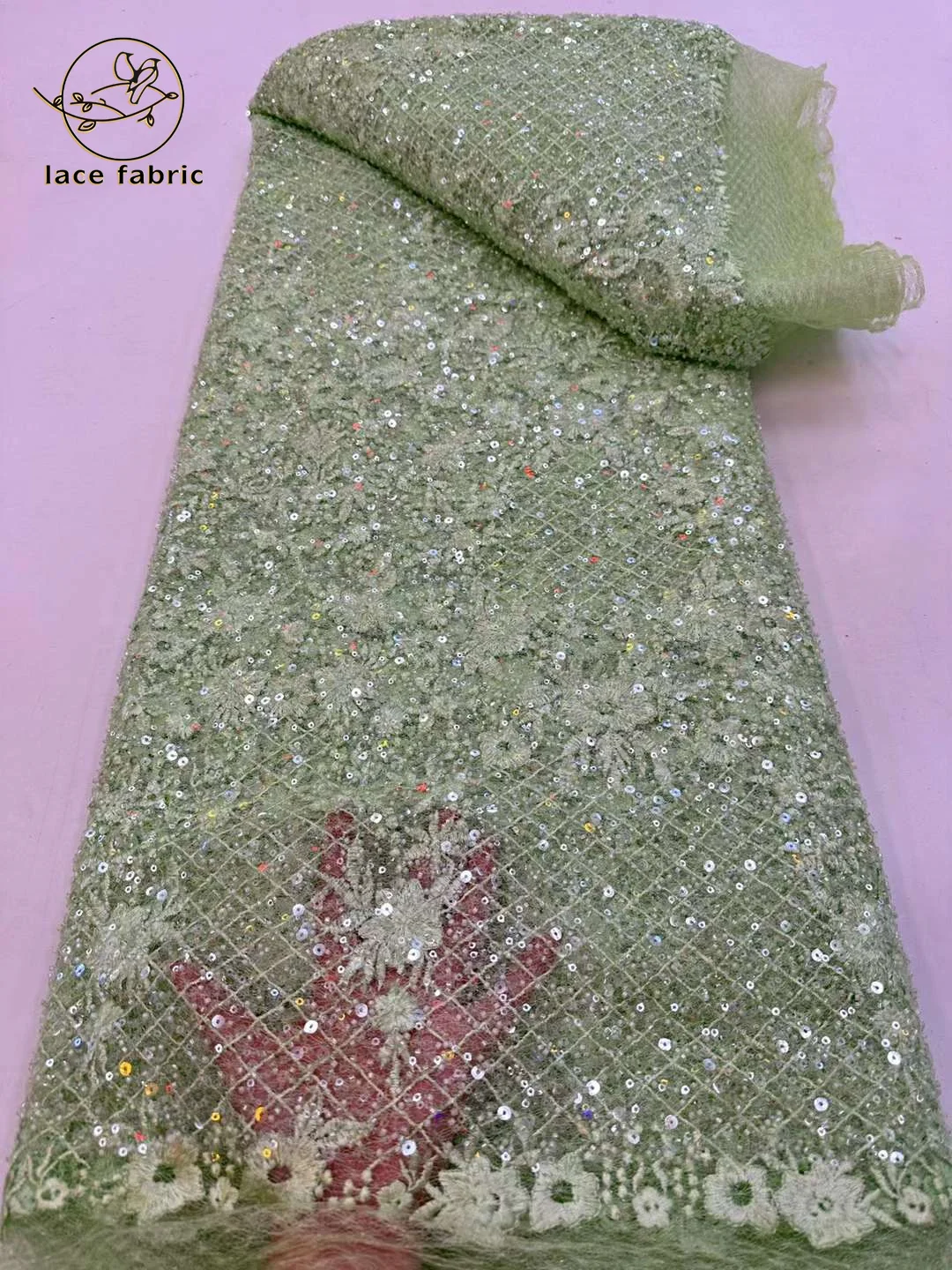

2023 Luxury French Tulle Groom Sequin Lace Fabric High Quality African Nigerian Embroidered Lace Fabric For Wedding Dress Sewing