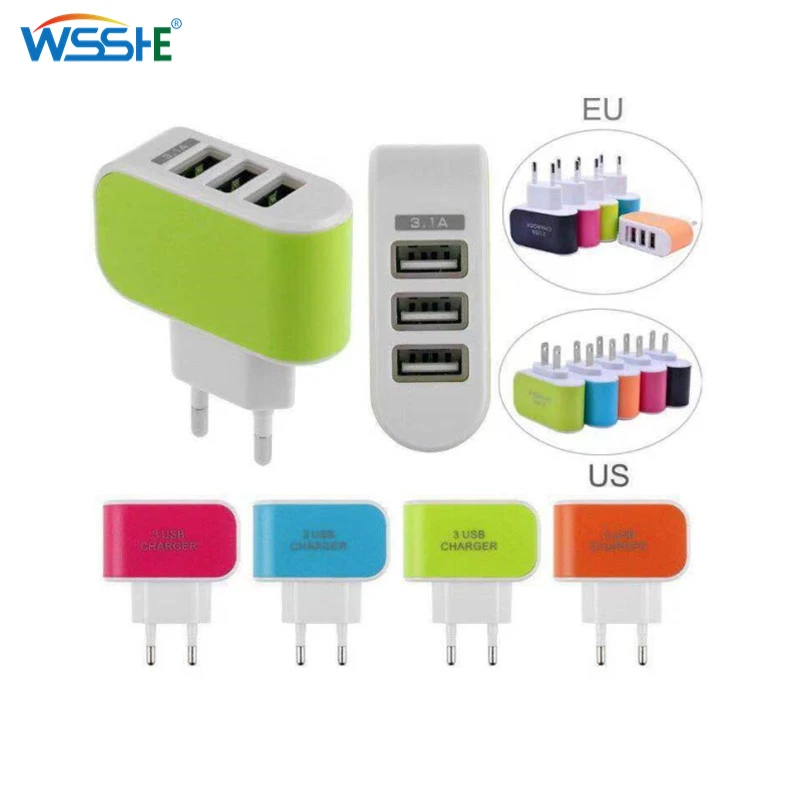 

USB Charger Quick Charge 2A 3 Ports Mobile Phone Chargers Fast Charging for IPhone Samsung Xiaomi Huawei Tablet Wall Adapter