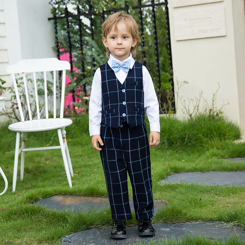 Детское роскошное платье для фотографий Nvay синего цвета джентльменская Детская