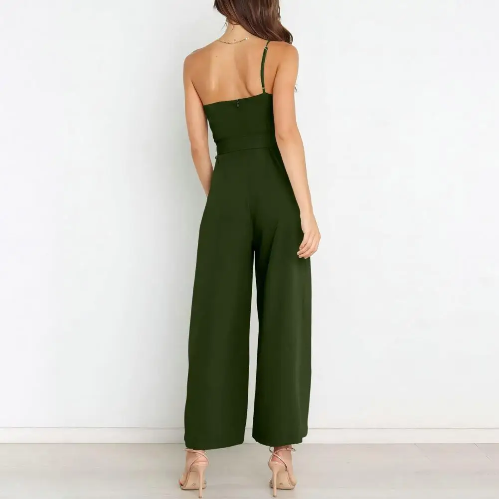 

Loose Fit Jumpsuit Stylish Women's Lace-up Jumpsuit Slim Waist Off-shoulder Wide-leg Pants for Spring Summer Fashion Women