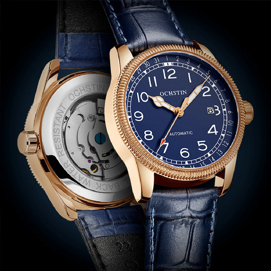 

OCHSTIN Men Watch Mechanical Automatic Watches For Mens Leather Luminous Classic Luxury Wristwatch Male Business Retro Man Clock