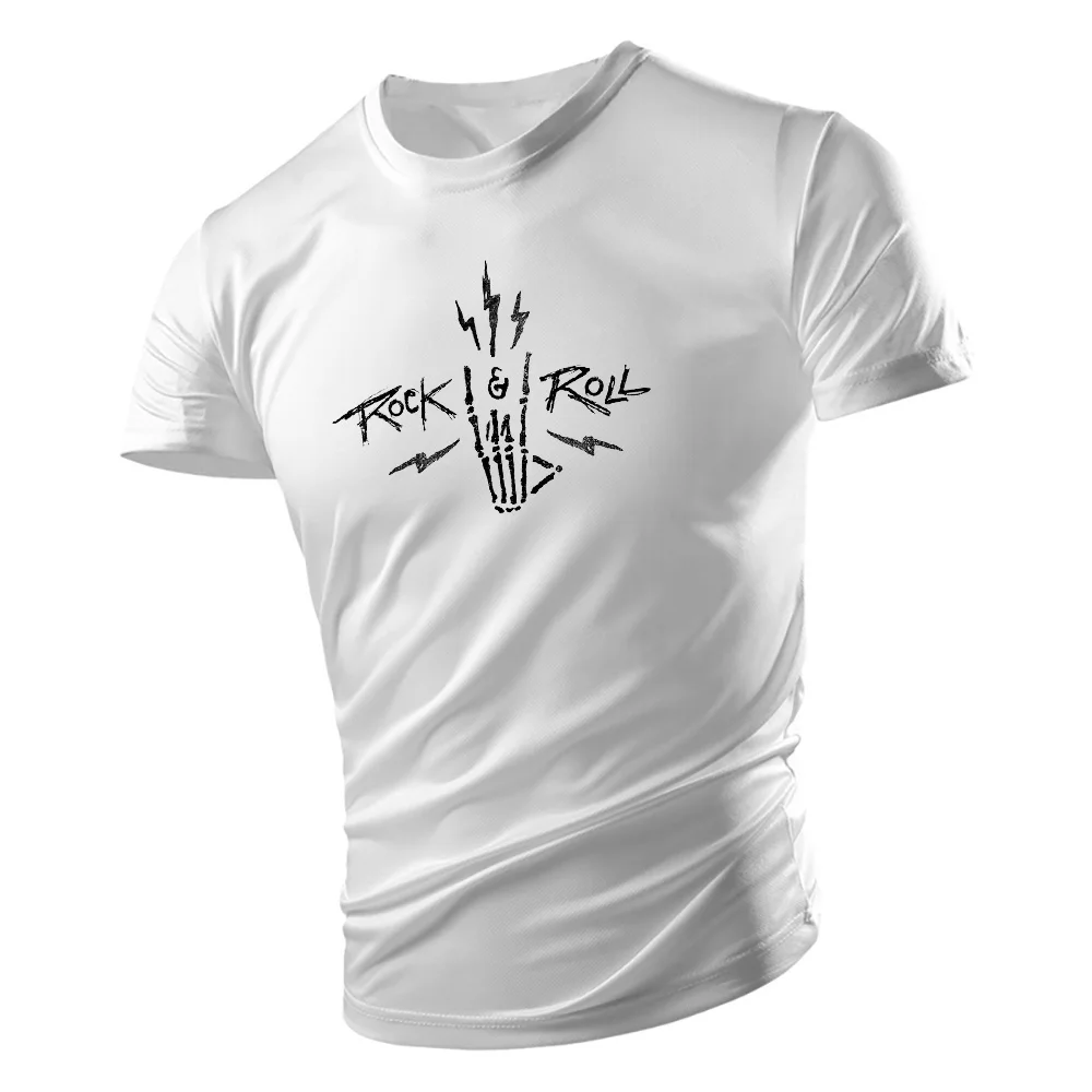 

Four Seasons Fashion casual sports outdoor print guitar rock large size round neck short sleeve adult T-shirt loose quick dry