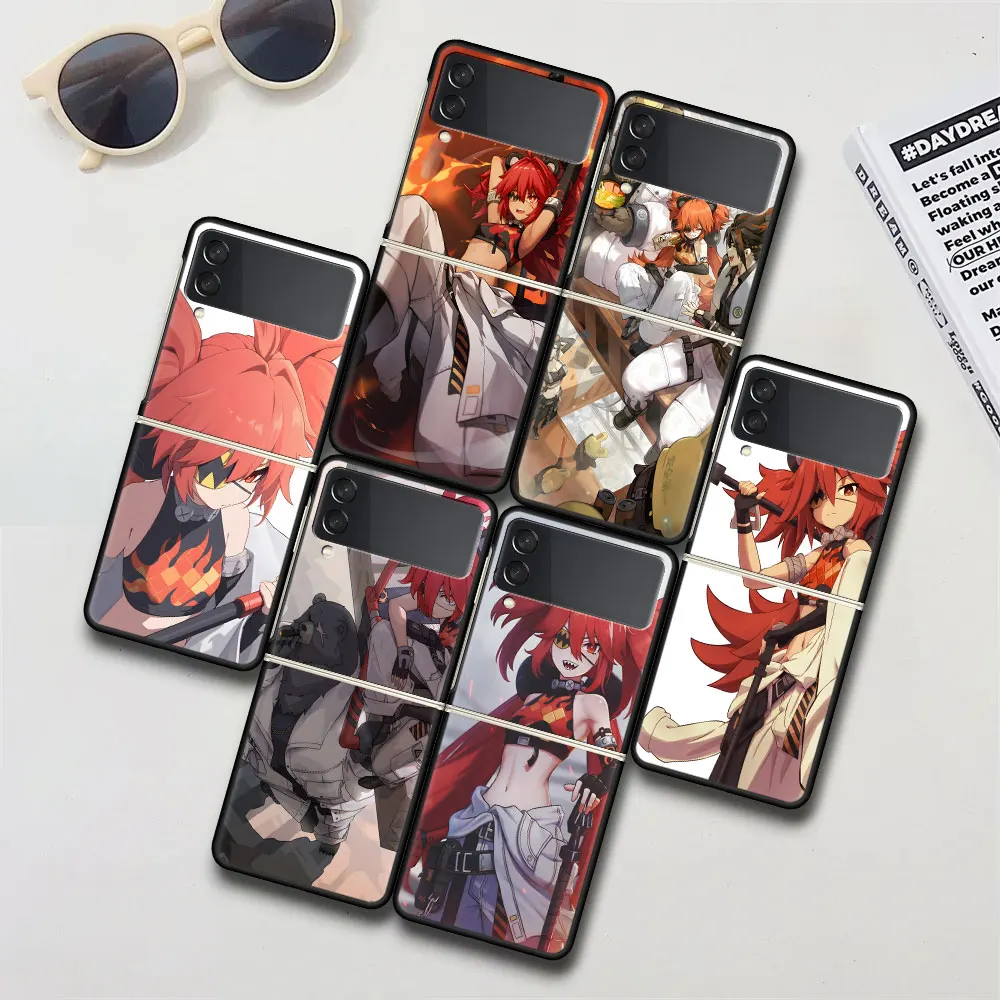 Игровой чехол Koleda Belobog ZZZ для Samsung Galaxy Z Flip 4 3 5G жесткий черный мобильного телефона