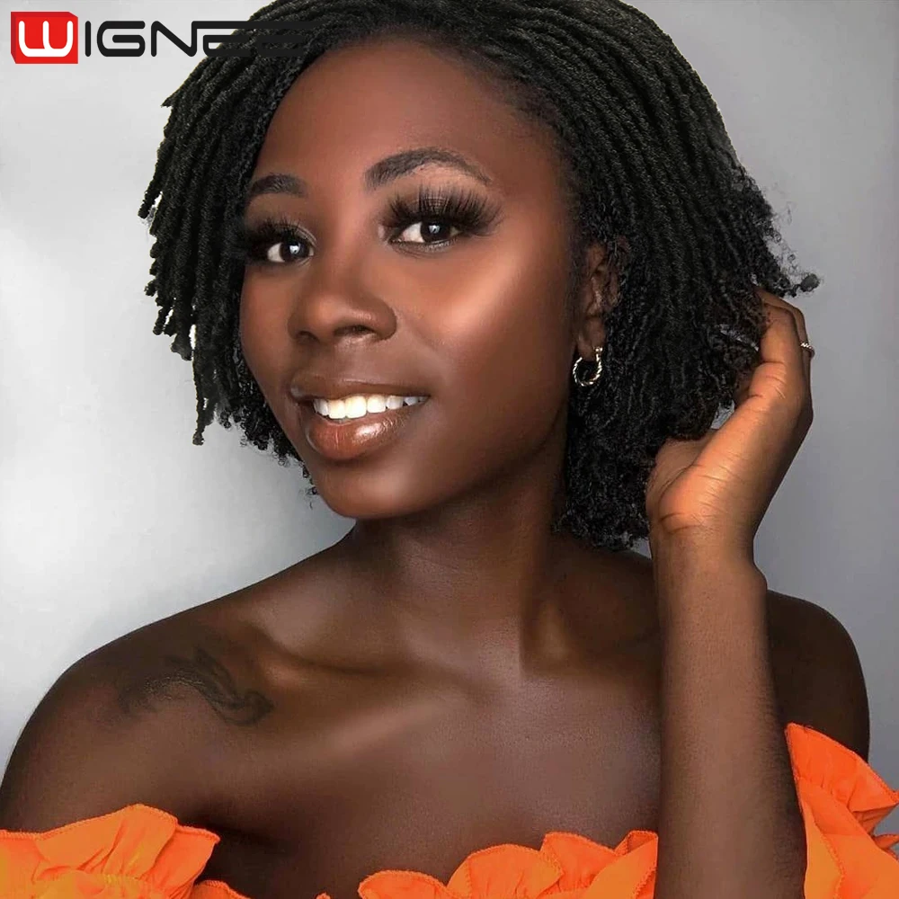 

Парики WIGNEE для дредов, короткий парик, синтетические волосы, парики для женщин/мужчин, искусственные локоны, черный парик, термостойкие воло...