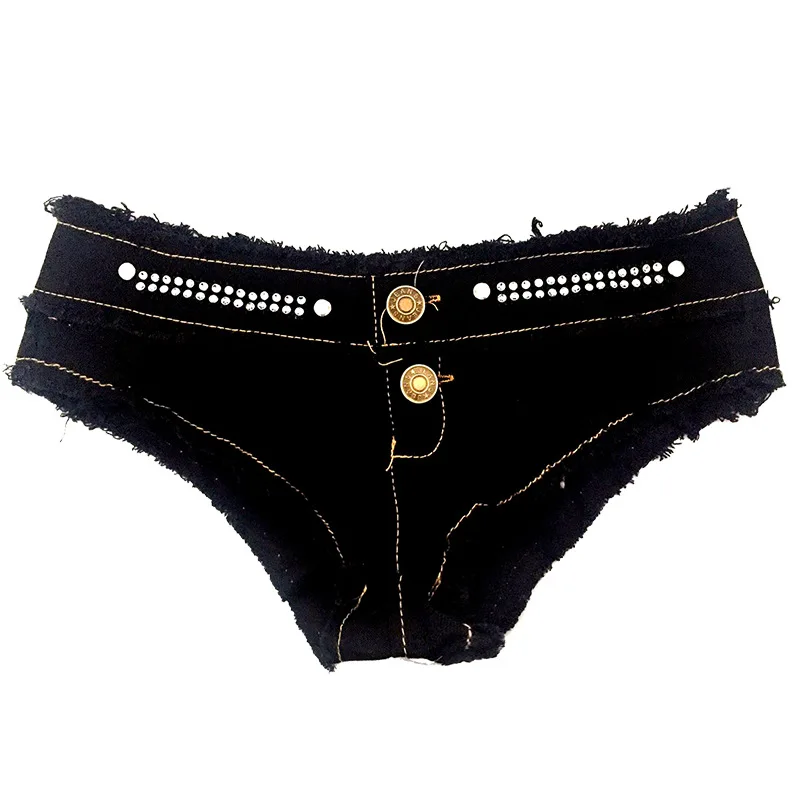 

Summer Beach Women Sexy Low Waist Beading Denim Ripped Shorts Mini Skinny Club DJ Jeans