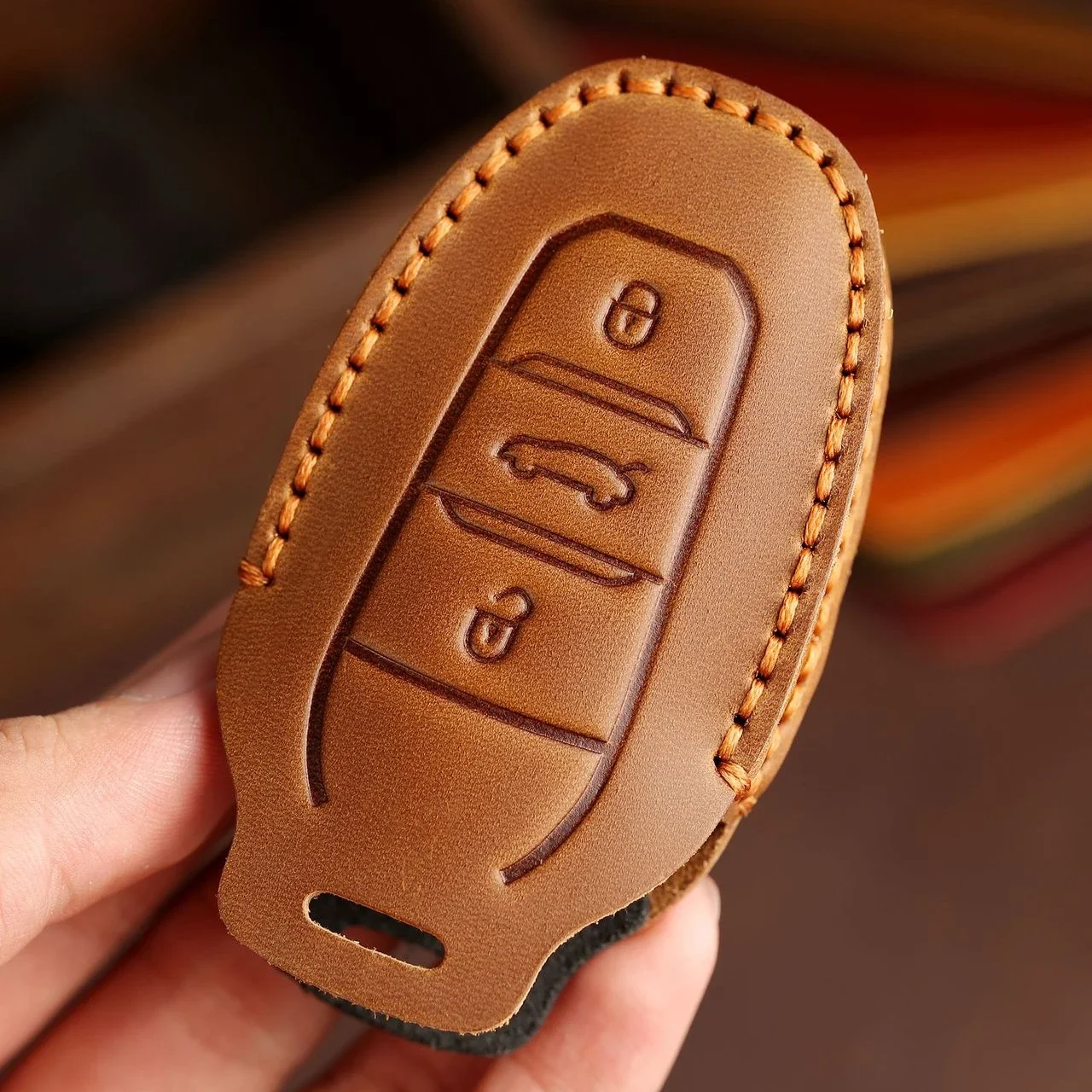 Кожаный чехол для автомобильного ключа держатель Peugeot 207 208 3008 206 308 508 2008 407 5008 Citroen C3