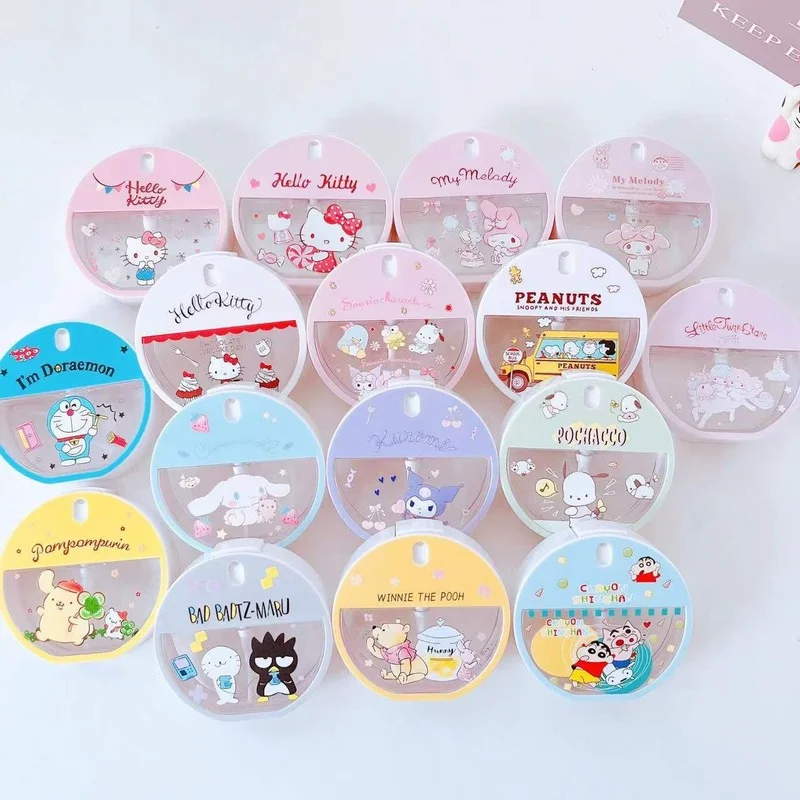 

Kawaii sanrios hellokitty kuromi mymelody cinnamoroll stand alone cartoon round spray bottle press spray bottle portable toy