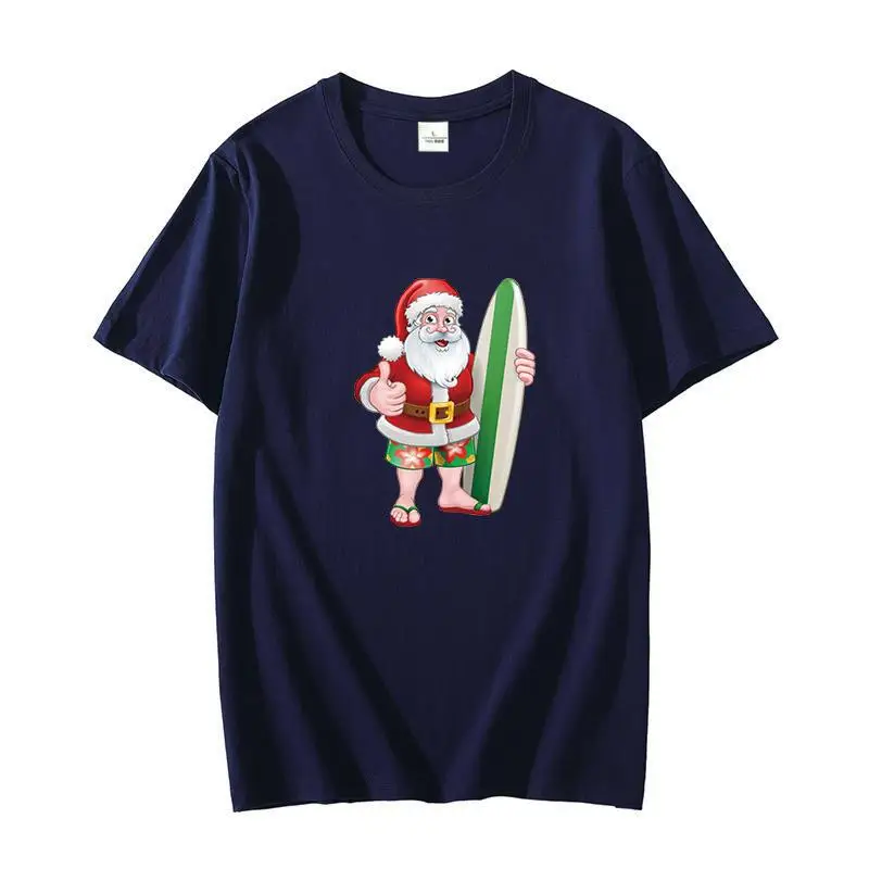 

Claus Santa Surf Harajuku graphic t shirt for men oversize cotton T-shirt short sleeve t-shirts Summer Streetwear Men's clothing