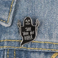 hot selling personality creativity new black cat ghost despises gesture brooch pin