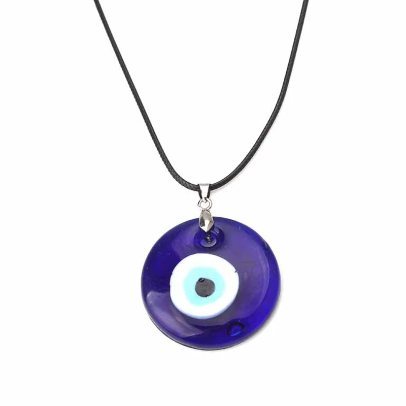 Exquisite Blue Glass Evil Eye Round Pendants Necklace Fashion Men Women Charms Necklace Accessories Creative Party Jewelry Gift