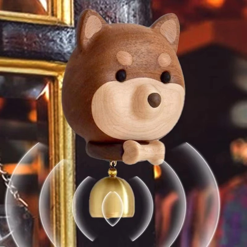 Мультяшный дверной звонок орнамент собака колокольчик деревянный для