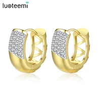 luoteemi fashion gold color fascinating hoop earring for women round shape paved clear cz crystal party cuff earrings jewellery