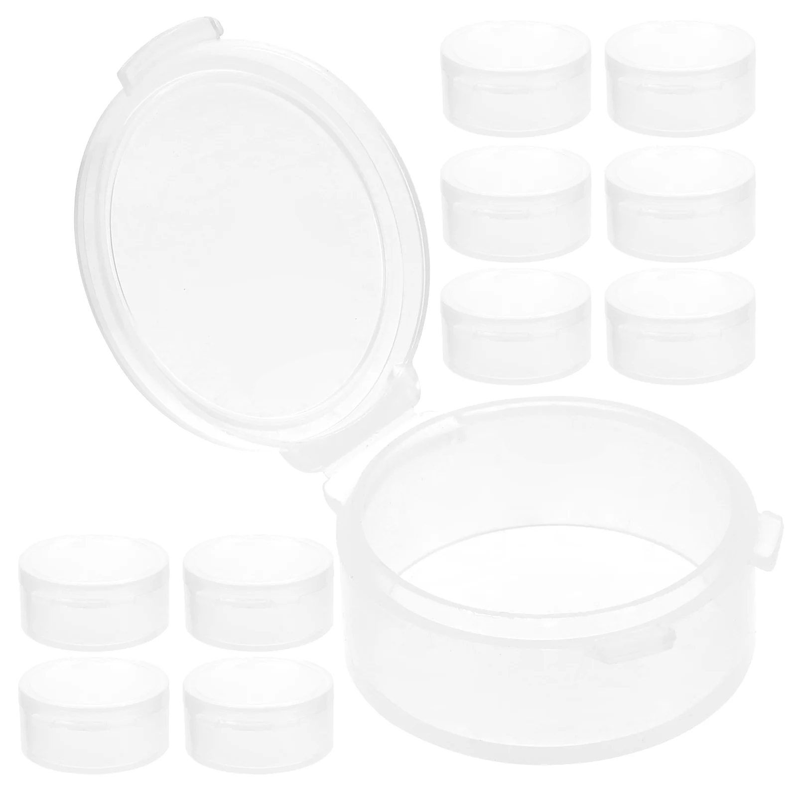 

10pcs Transparent Round Box PP Box with Cover Container Box Earplug Storage Box (White)