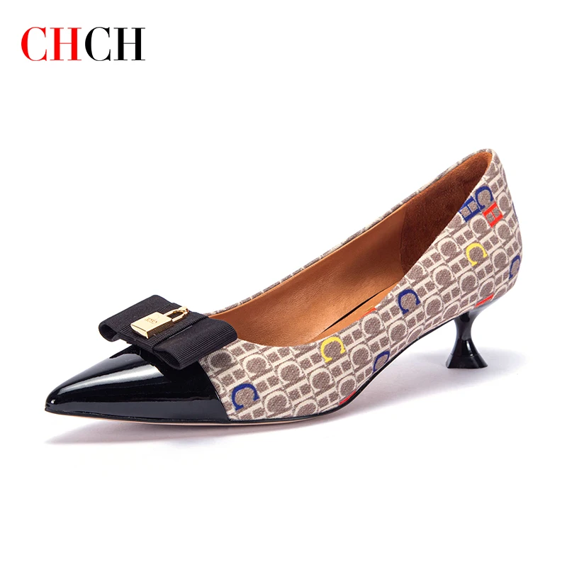 CHCH 2023 Luxury Brand Classics Women Pumps Fashion Dress Metal Buckle High Heels Party Stilettos Ladies Pointed Toe High Heels