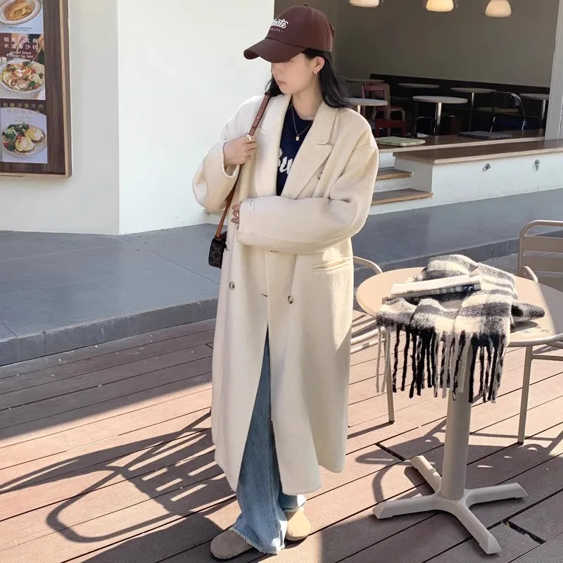 Внесезонная распродажа новое двустороннее кашемировое пальто женское длинное