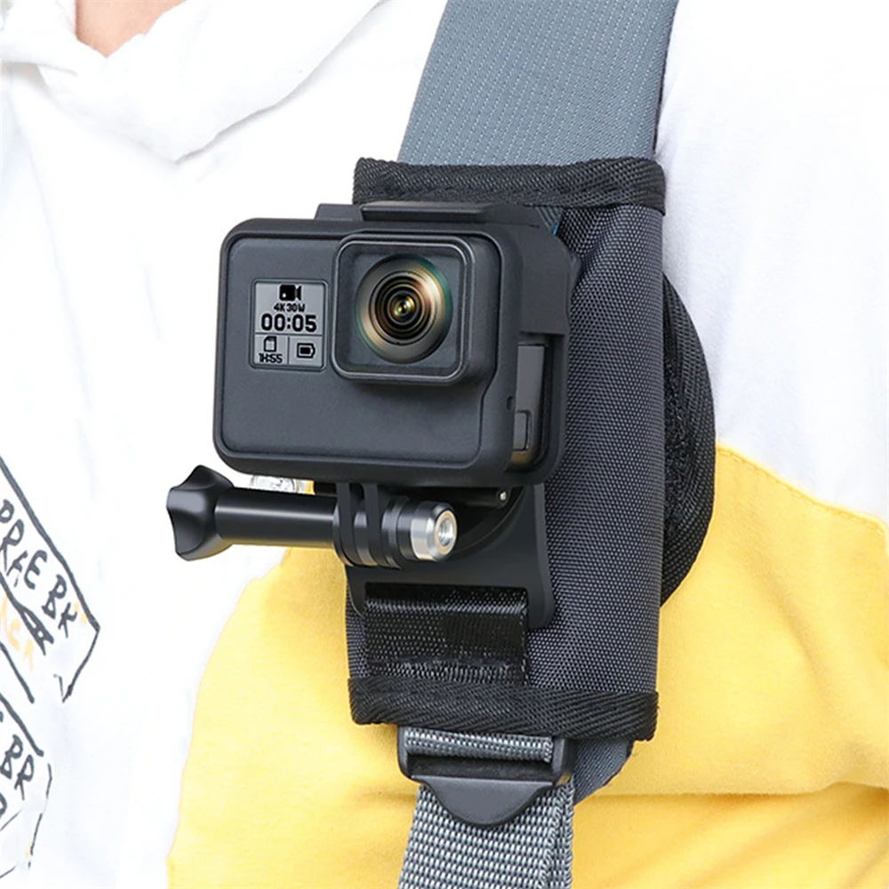 360 Rotation Backpack Strap Mount for GoPro Hero 11 10 9 8 7 6 5 4 Insta360 SJCAM EKEN DJI Osmo Action 2 Accessories