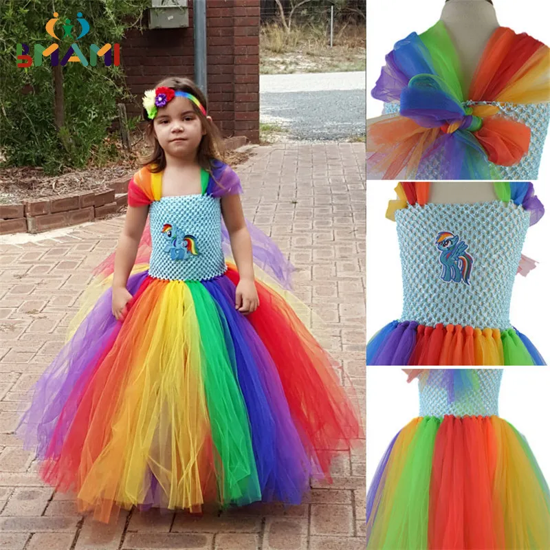 Детское Радужное платье-пачка для девочек детское фатиновое с изображением