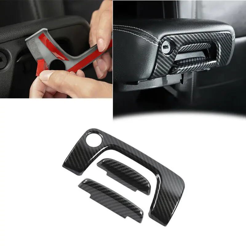 

For Jeep Wrangler JL 18-20 Carbon Fiber Console Armrest Box Switch Cover Trim 3X