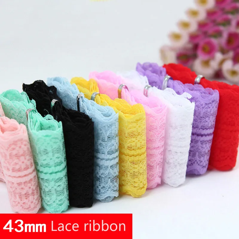 

(5Meters/lot) 43mm Lace Ribbon Tape Trim Fabric DIY Embroidered Ribbon for Handmade Sewing Decoration African Lace Fabric Tape