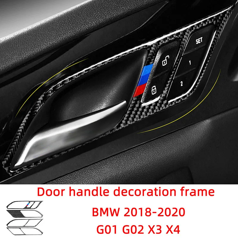 

Door Handle Panel Decoration Frame Carbon Fiber Car Stickers For BMW 2018-2020 G01 G02 X3 X4 Interior Accessories