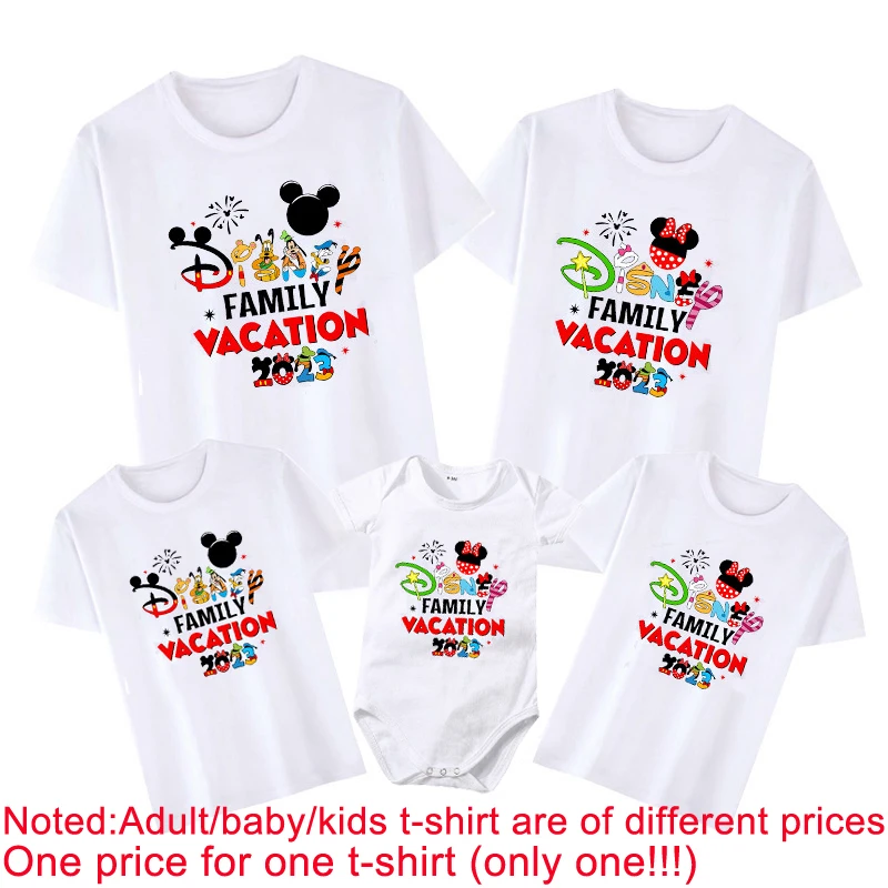 

Disney Family Vacation 2023 Shirts Cotton Matching Dad Mom Kids Tees Tops Baby Rompers Disneyland Trip Family Matching Outfits