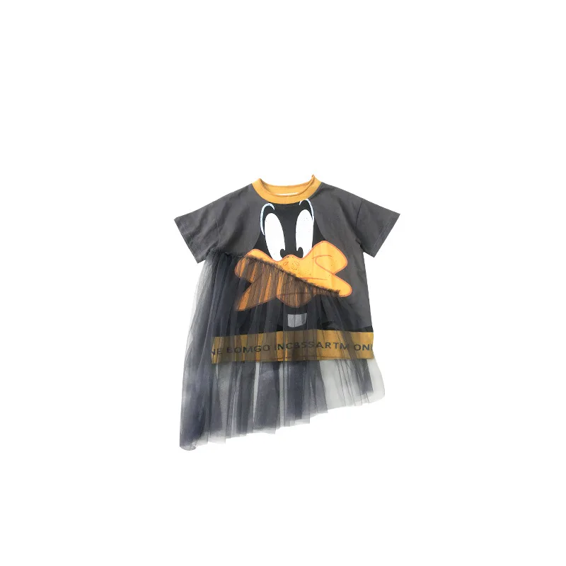 baby girl cute cartoon dress irregular mesh round neck vestidos toddler kids dresses for girls streetwear princess 4 to 14 yrs | Детская