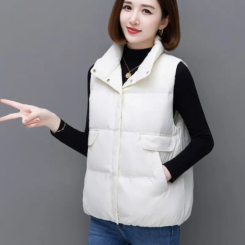 Новинка 2024 года осенне-зимний жилет из белого утиного пуха и хлопка модная теплая