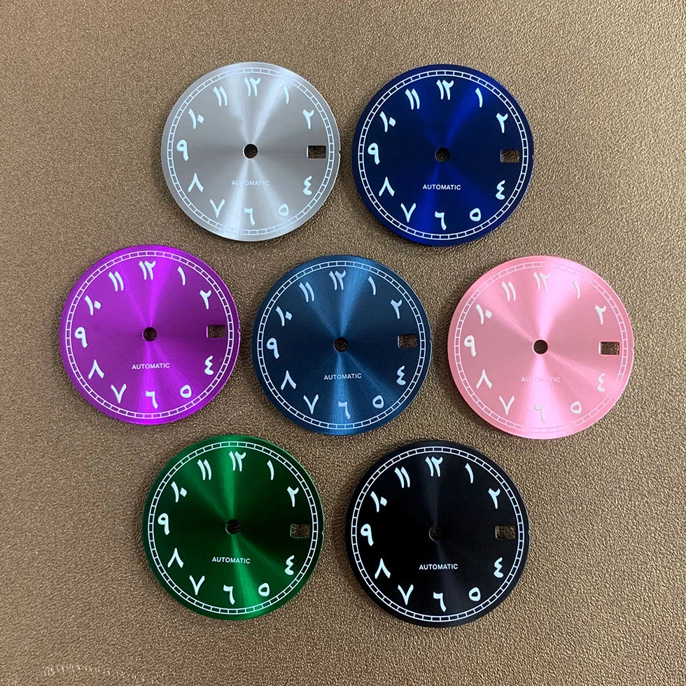 

S Watch Dial Accessories Modified 28.5mm Arabic Font Green Luminescent Sunray Face for NH35 NH36 Movement Watch Accessories