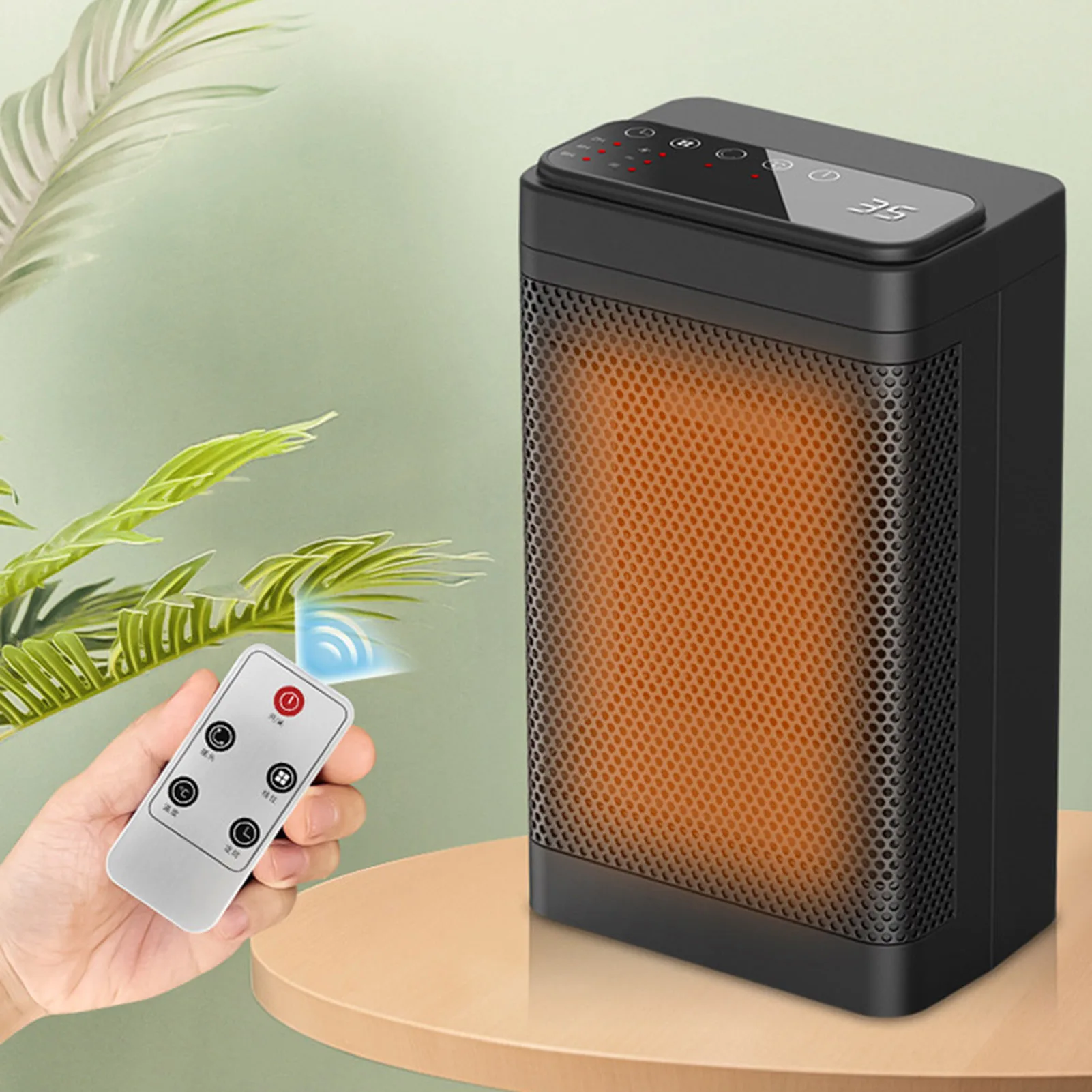 

Electric Heater for Home Desktop PTC Heater for Room Fast Heating Silent Touch Button Remote Control Can Shaking Head 3 Gears