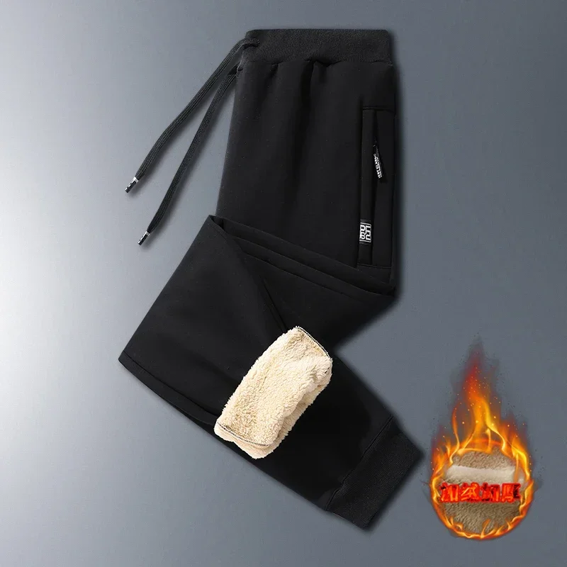 

Штаны для бега, зимние мужские спортивные штаны на завязках для отдыха, качественные штаны, теплые мужские утепленные хлопковые уличные штаны из овечьей шерсти