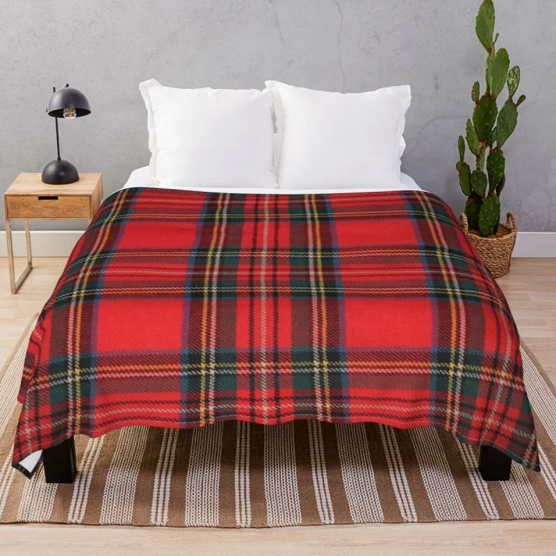 

Royal Stewart Tartan Blanket Flannel Decoration Multifuion Unisex Thi Throw Blankets for Bedding Home Cou Camp Cinema