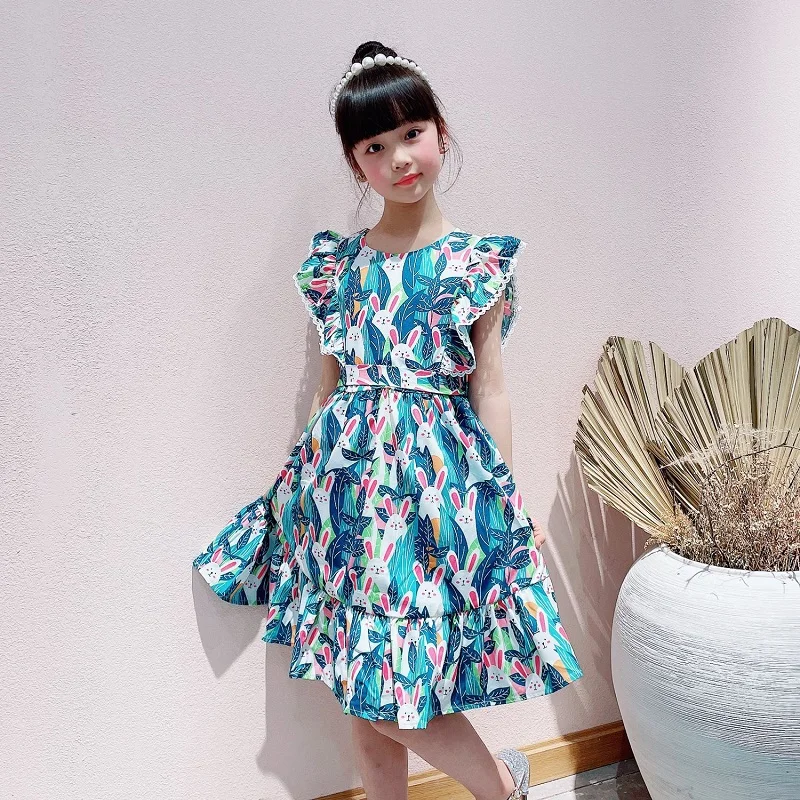 

Baby Dress Summer new Birthday Party Dress Leisure Girls Dress sleeveless Cartoon printing Princess Dress Children’s clothes