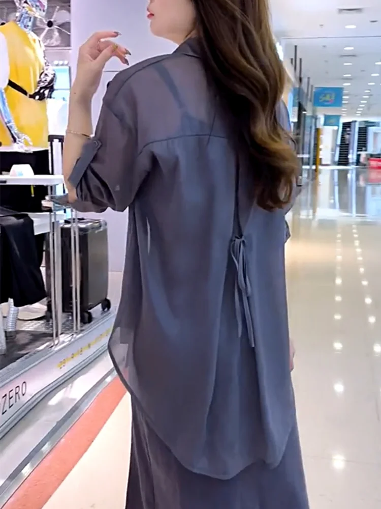 European Goods Fashion Temperament Polo Collar Chiffon Shirts Women's Spring Summer New Design Lace Cardigan Sun Protection Top