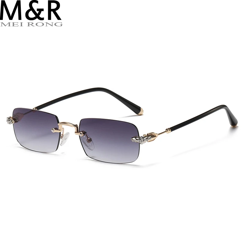 

2022 New Rimless Small Square Sunglasses Ladies Luxury Brand Designer Diamond Cut Glasses Metal Trend Men Eyewear Oculos De Sol