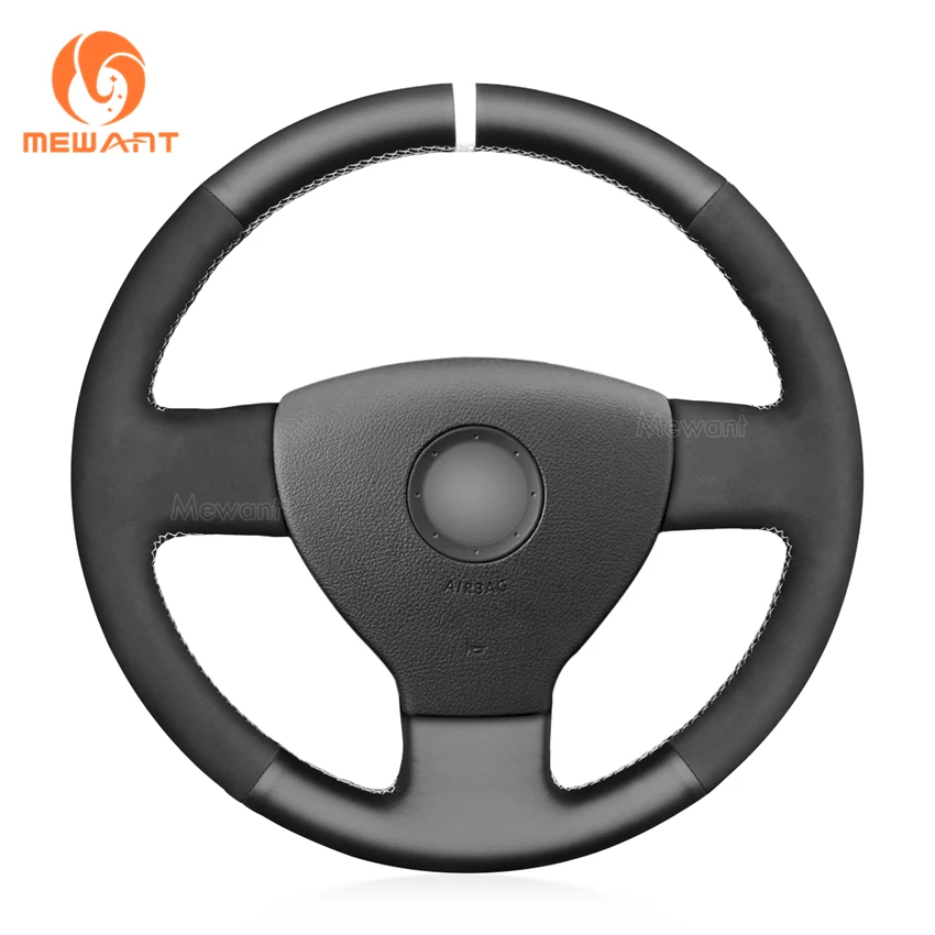 

MEWANT Black Artificial Leather Car Steering Wheel Cover for Volkswagen VW Golf 5 V Golf Plus Polo Jetta Tiguan Touran Caddy